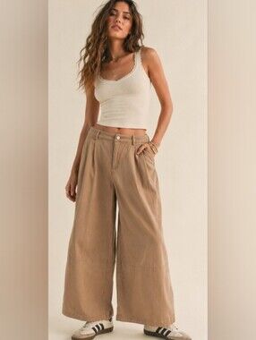 ✨️Jodifl, NWT, Wide-Leg High-Rise Tan Pants, Sz. Medium!